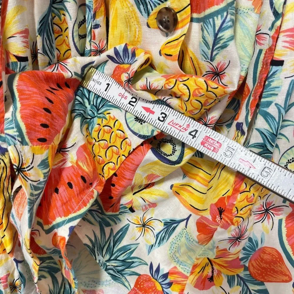 Marine Layer Camila Hemp Blend Romper Fruit Print Beachy with waist tie size XS